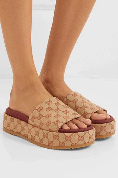 gucci angelina logo-detailed coated-canvas platform sandals|gucci women's sandals.